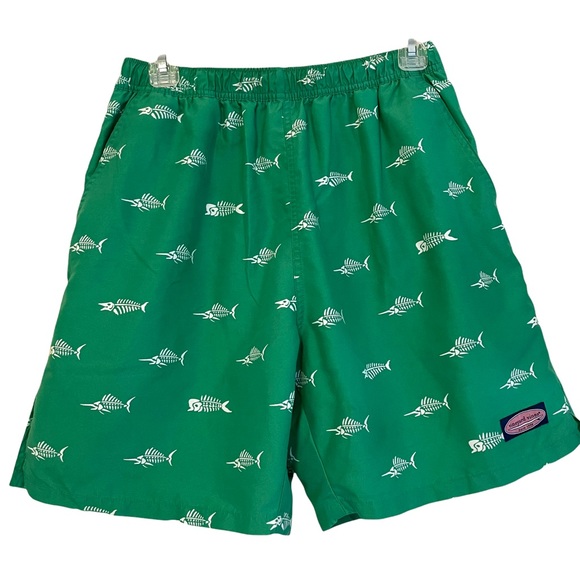 Vineyard Vines Other - Vineyard Vines Green Fish Skeleton Print Swim Trunks Size Medium